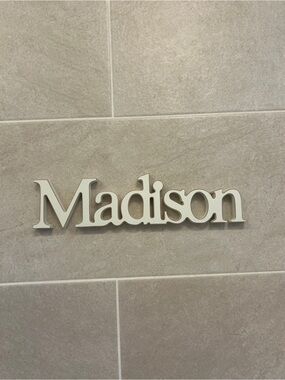 Madison Wooden Name Sign White Freestanding Nursery Kids Room Decor with Box